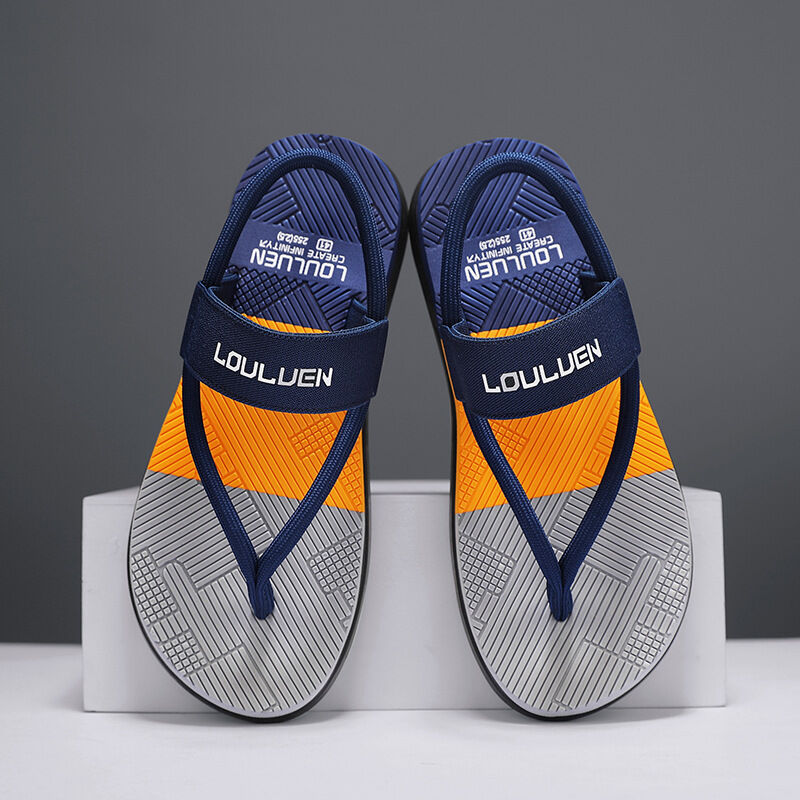 Men's Outdoor Non-Slip Sandals, EVA Lightweight Thick-Sole Beach Slippers for Casual & Sports(dark blue-45) - Image 1